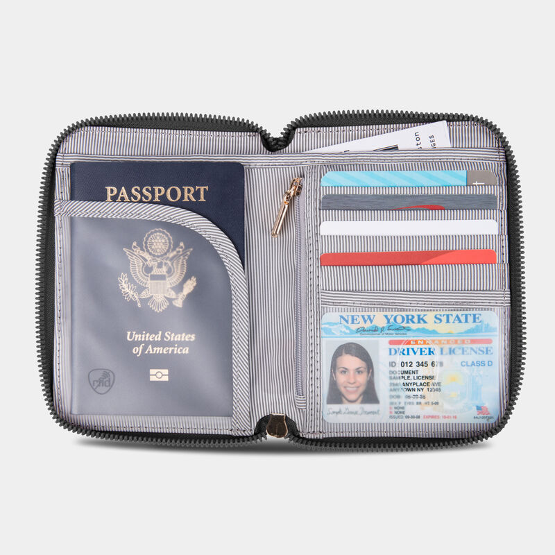 Travelon RFID Blocking Passport Zip Wallet - BLACK