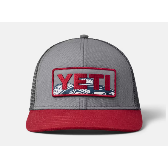 Yeti Bass Badge Trucker Hat - Gray/Rust