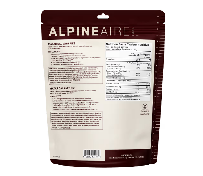 AlpineAire Matar Dal With Rice