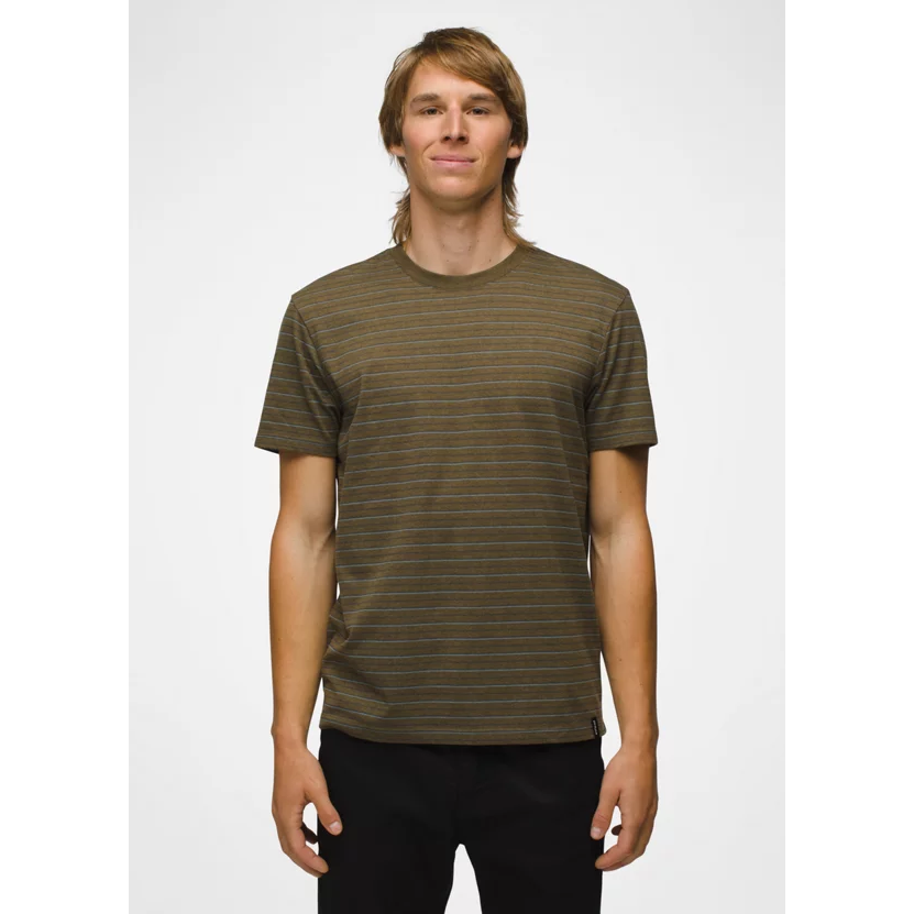 Prana Crew T-Shirt Men's - Cargo Green Stripe