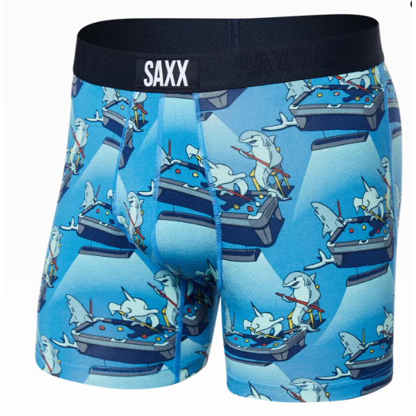 Saxx Underwear Vibe Boxer Brief Blue Pop Jungle Boxers : Snowleader