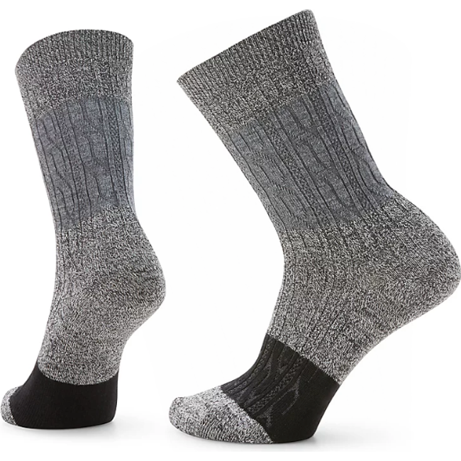 Smartwool Everday Colour Block Cable Zero Cushion Crew Socks - Charcoal