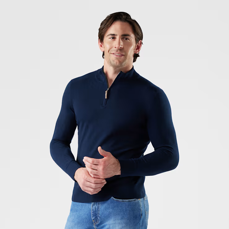 Smartwool Sparwood 1/4 Zip Sweater Men's - NAVY HT