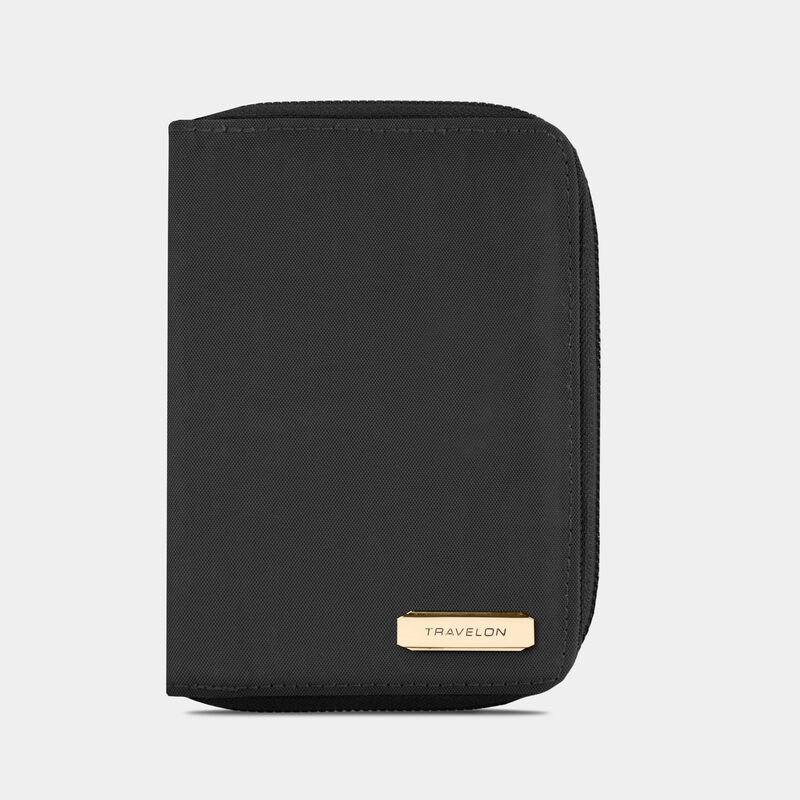 Travelon RFID Blocking Passport Zip Wallet - BLACK