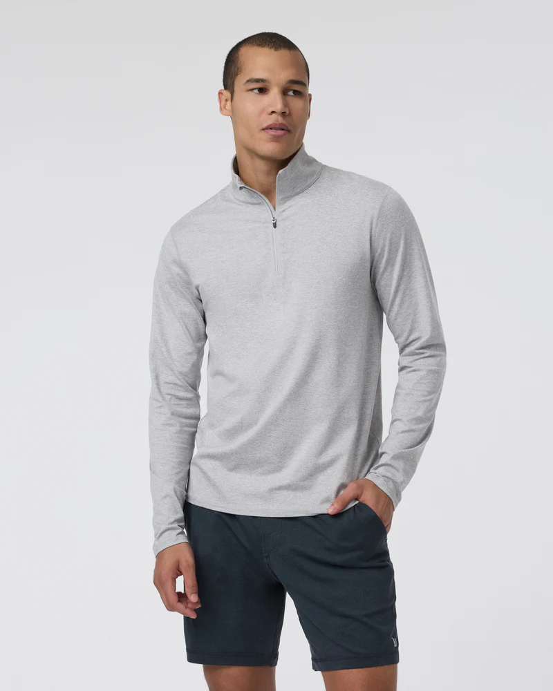 Vuori Ponto 1/2 Zip Mock Neck Men's - LTHR GRY