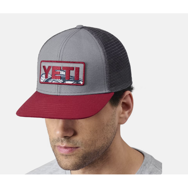 Yeti Bass Badge Trucker Hat - Gray/Rust